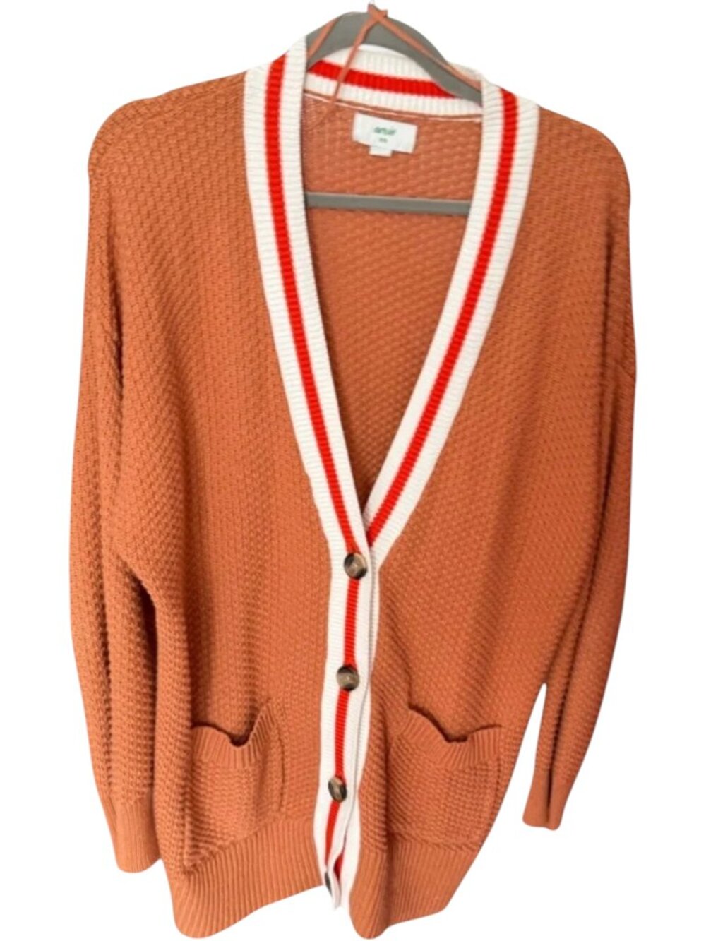 Aerie Oversized Varsity Cardigan with Patch Removed | Orange M